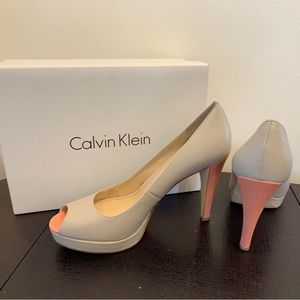 Calvin Klein Sandie Platform Peep Toe Pumps